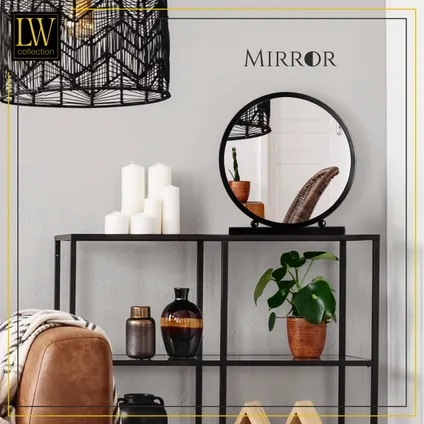 LW Collection Miroir de table noir 30x32 cm métal 7