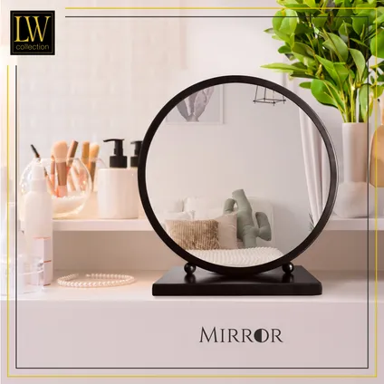 LW Collection Miroir de table noir 30x32 cm métal 8