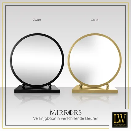 LW Collection Miroir de table noir 30x32 cm métal 9