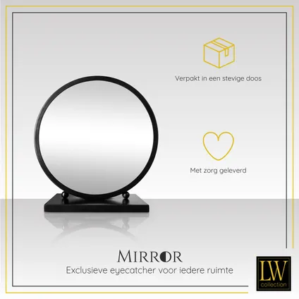 LW Collection Miroir de table noir 30x32 cm métal 10