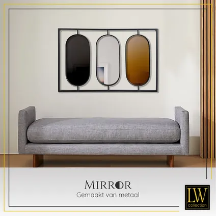 LW Collection Miroir mural rectangle noir 109x70 cm métal 3