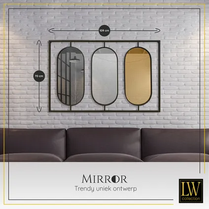 LW Collection Miroir mural rectangle noir 109x70 cm métal 4