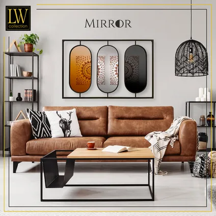 LW Collection Miroir mural rectangle noir 109x70 cm métal 5