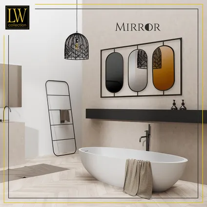 LW Collection Miroir mural rectangle noir 109x70 cm métal 6