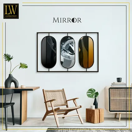 LW Collection Miroir mural rectangle noir 109x70 cm métal 7