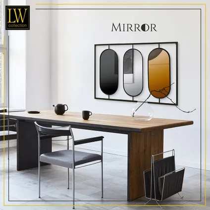 LW Collection Miroir mural rectangle noir 109x70 cm métal 8