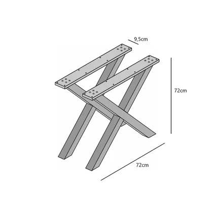 Skraut Home - Support - Pieds en X - Bois massif pour plateau de table - Laqué blanc - 72x72cm 3
