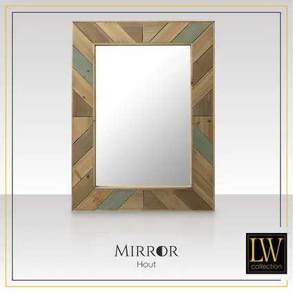 LW Collection Miroir mural marron rectangle 60x80 cm bois 2