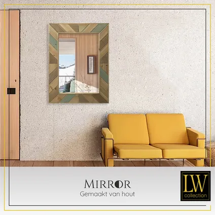 LW Collection Miroir mural marron rectangle 60x80 cm bois 4