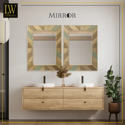 LW Collection Miroir mural marron rectangle 60x80 cm bois 5