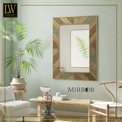 LW Collection Miroir mural marron rectangle 60x80 cm bois 6