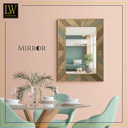 LW Collection Miroir mural marron rectangle 60x80 cm bois 7