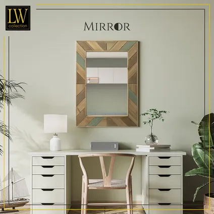 LW Collection Miroir mural marron rectangle 60x80 cm bois 8