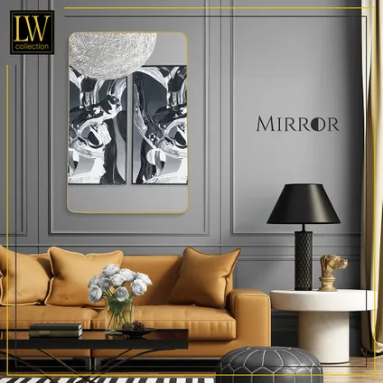 LW Collection Miroir mural doré rectangle 61x91 cm métal 6
