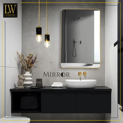 LW Collection Miroir mural doré rectangle 61x91 cm métal 7