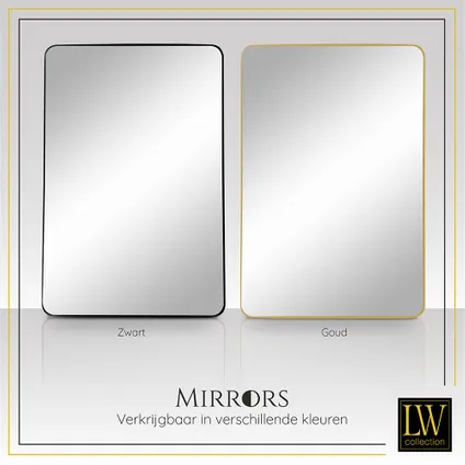 LW Collection Miroir mural doré rectangle 61x91 cm métal 9