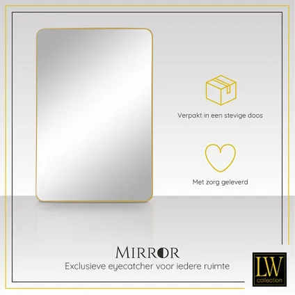 LW Collection Miroir mural doré rectangle 61x91 cm métal 10