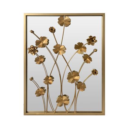 LW Collection Miroir mural rectangle doré 61x70 cm métal