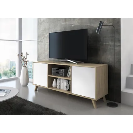 Ensemble de meubles, Skraut Home, modèle Wind, Buffet- meuble TV- table basse- table couleur Chêne-Blanc 5