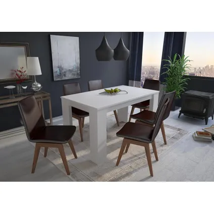 Skraut Home - Furniture Set, Windmodel, Buffet - TV -meubels - Lage tafel - Vaste tafel, Wit 6