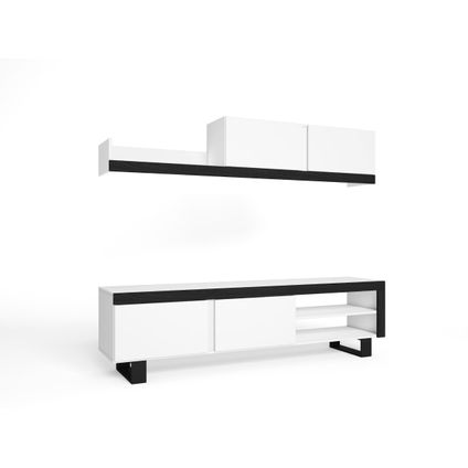 Skraut Home - Lounge Furniture, IDEM -model, 200x40x180cm, Zwart en wit, Moderne stijl