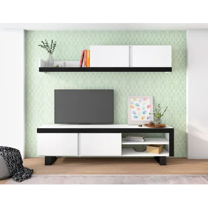 Skraut Home - Lounge Furniture, IDEM -model, 200x40x180cm, Zwart en wit, Moderne stijl 2