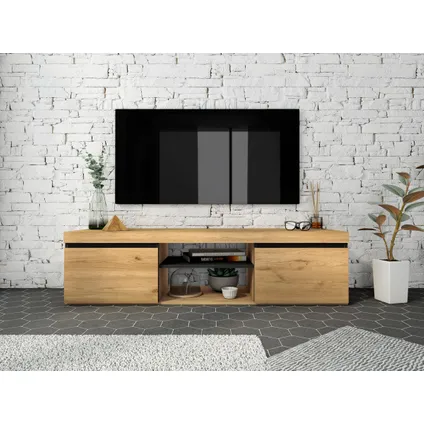 Skraut Home - Furniture Set, Buffet -Mueble TV 140cm - Uitbreidbare tabel, Eik en zwart 4