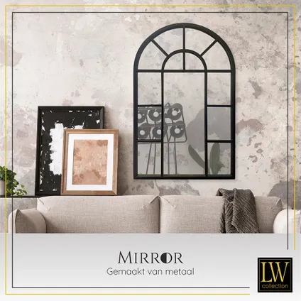 LW Collection Miroir mural noir semi-circulaire 61x97 cm en métal 4