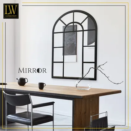 LW Collection Miroir mural noir semi-circulaire 61x97 cm en métal 6