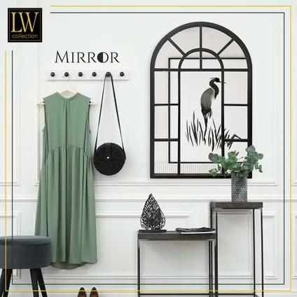 LW Collection Miroir mural noir semi-circulaire 61x97 cm en métal 8