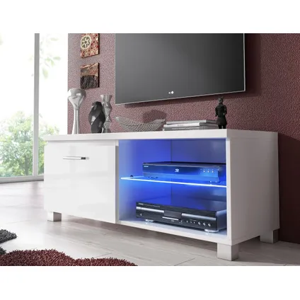 Skraut Home - Televisiemeubels, Kwaliteit melamine afwerking, 100x40x42cm, Wit, Moderne stijl 2