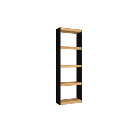 Skraut Home - Library Shelf, Totem -model, 60x25x181cm, Eik en zwart, Noordse stijl