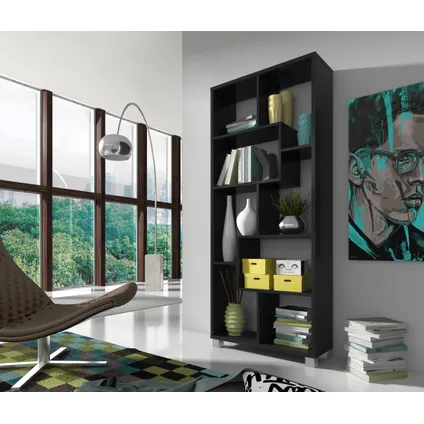 Skraut Home - Library Shelf, Omkeerbaar, 68.5x25x161cm, Zwart, Noordse stijl 2