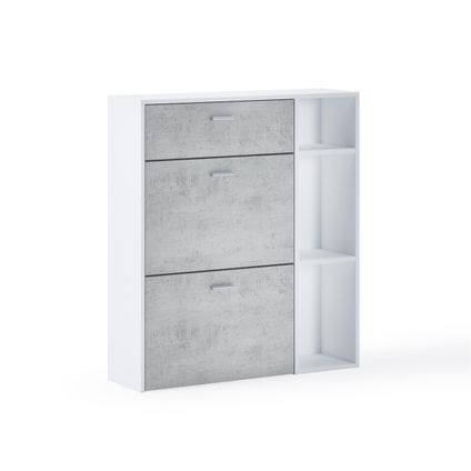 Skraut Home - Zapatero Furniture, Windmodel, 90x26x101.5cm, Wit en cement, Moderne stijl