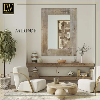 LW Collection Miroir mural marron vintage rectangle 60x80 cm bois 6