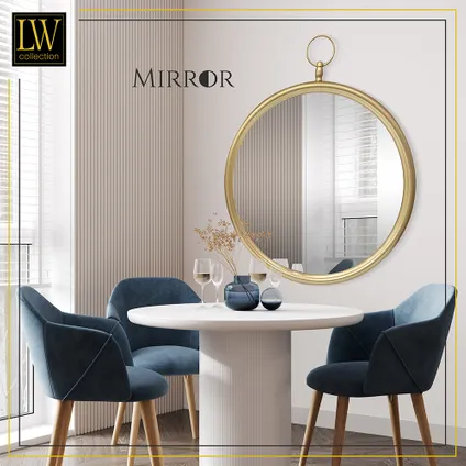 LW Collection Miroir mural avec crochet doré rond 60x79 cm en métal 8