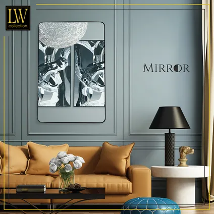 LW Collection Miroir mural rectangle noir 61x91 cm métal 5