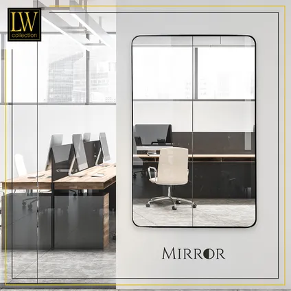 LW Collection Miroir mural rectangle noir 61x91 cm métal 6