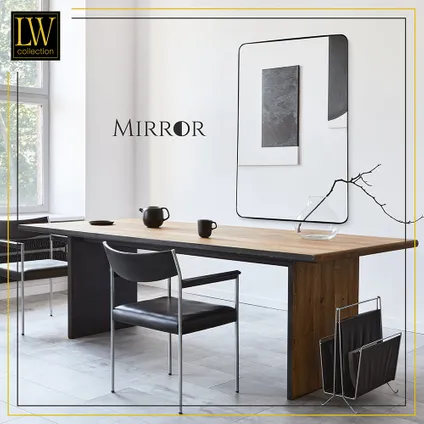 LW Collection Miroir mural rectangle noir 61x91 cm métal 7
