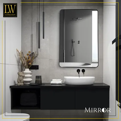 LW Collection Miroir mural rectangle noir 61x91 cm métal 8