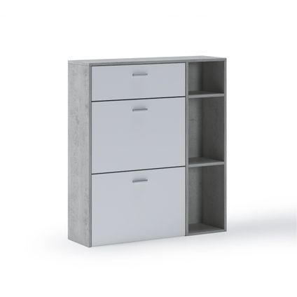 Skraut Home - Zapatero Furniture, Windmodel, 90x26x101.5cm, Cement en wit, Moderne stijl