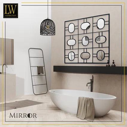 LW Collection Miroir mural noir carré 80x80 cm métal 5
