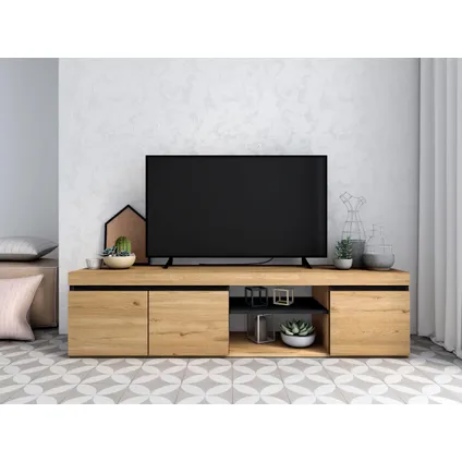 Skraut Home - Furniture Set, Buffet -Mueble TV 160cm - Uitbreidbare tabel, Eik en zwart 4