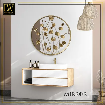 LW Collection Miroir mural doré rond 71x71 cm métal 5