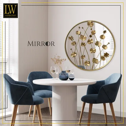 LW Collection Miroir mural doré rond 71x71 cm métal 6