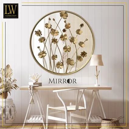 LW Collection Miroir mural doré rond 71x71 cm métal 7