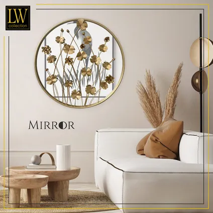 LW Collection Miroir mural doré rond 71x71 cm métal 8