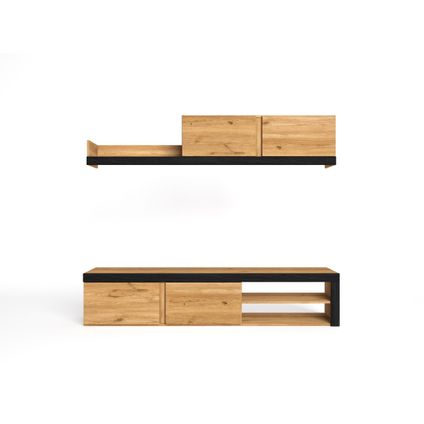 Skraut Home - Lounge Furniture, IDEM -model, 200x40x180cm, Eik en zwart, Moderne stijl