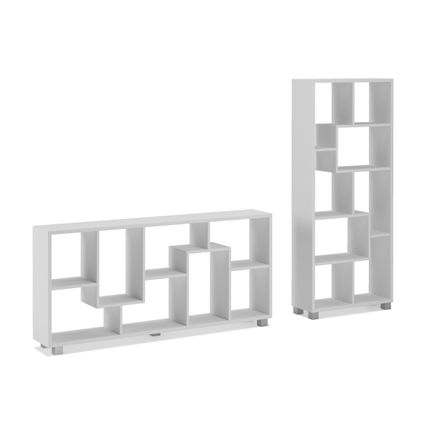 Skraut Home - Étagère bibliothèque Salon Séjour 8 compartiments, horizontal ou vertical. Blanc mat
