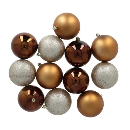 Kunststof Kerstballen 94 stuks - binnen/buiten - Amber, Bruin en zilver 3